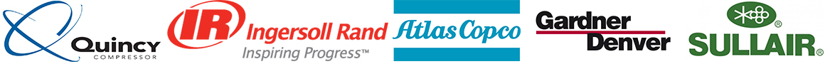 Quincy, Ingersoll Rand, Atlas Copco, Gardner Denver, Sullair Compressor logos